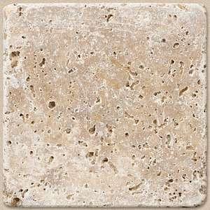 Turnbury travertine 4x4 tile by Shaw, in Noce