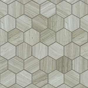 Pearl Hex Mosaic natural stone tile from Shaw, in Rockwood