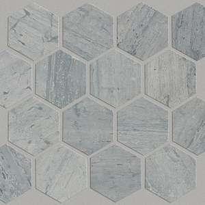 Pearl Hex Mosaic natural stone tile from Shaw, in Blue Grigio