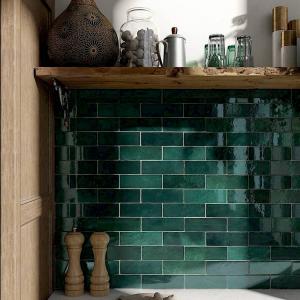 Room scene with Artisan glazed tile in Moss Green