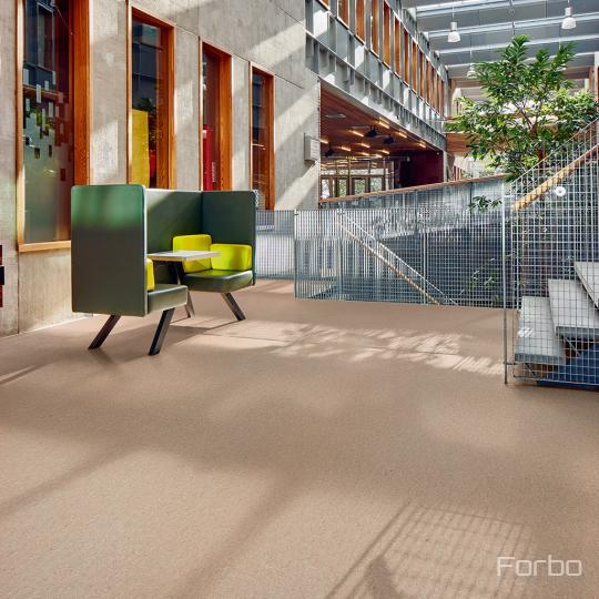 Room scene with Marmoleum Terra eco-friendly flooring in Pink Granite