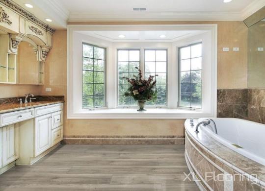 Bathroom scene with XXL Large Plank luxury vinyl flooring from XL Flooring, in Blueridge