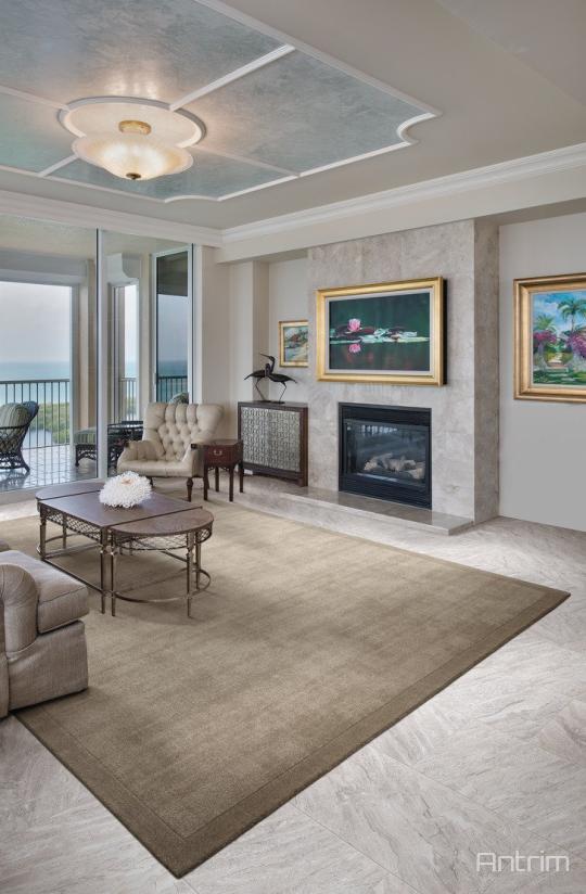 Room scene with Palermo wool carpet from Antrim, in Earth