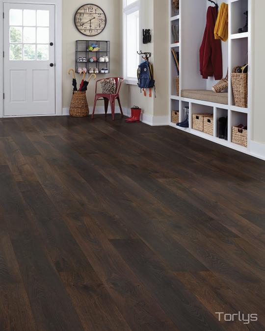Room scene with Styleo laminate flooring from Torlys in Snyder Oak