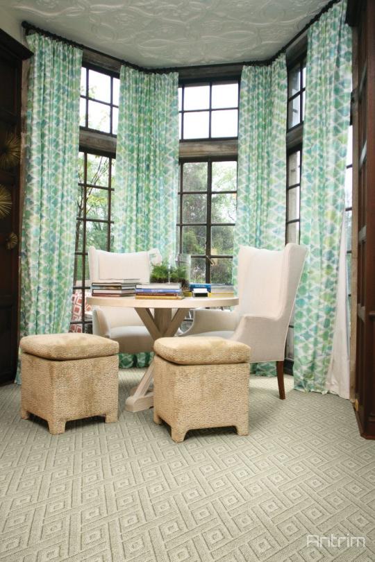 Room scene with Leilani wool carpet in Dove
