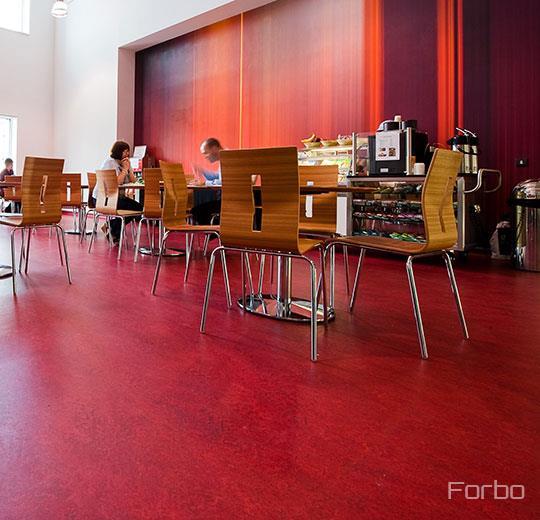 Room scene with Marmoleum Decibel sound-absorbing linoleum in Bleeckerstreet