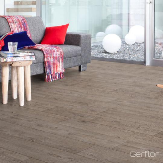 Room scene with Gerflor TexlineÂ® vinyl flooring in Farm PÃ©can