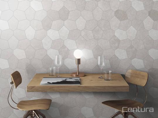 Wall tiled in Abaco porcelain tile in varying colours