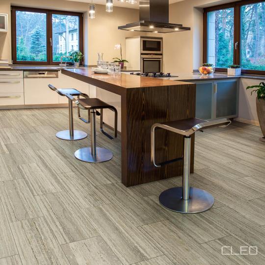 Room scene with CLEO limestone composite flooring in Everglades