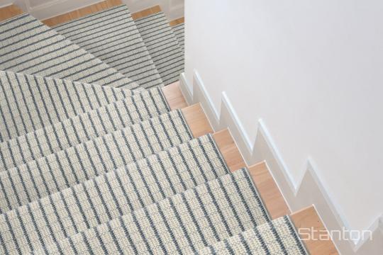 Stairway with Gingham stair runner from Stanton in Porcelain
